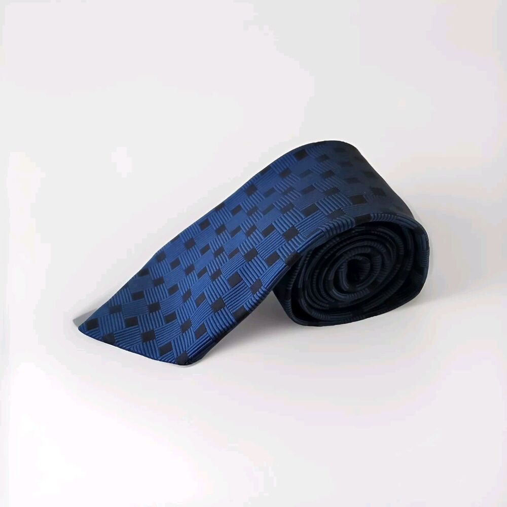 Robert Talbott 100% Silk Necktie Handsewn Dark Blue Black Estate Designer Sharp